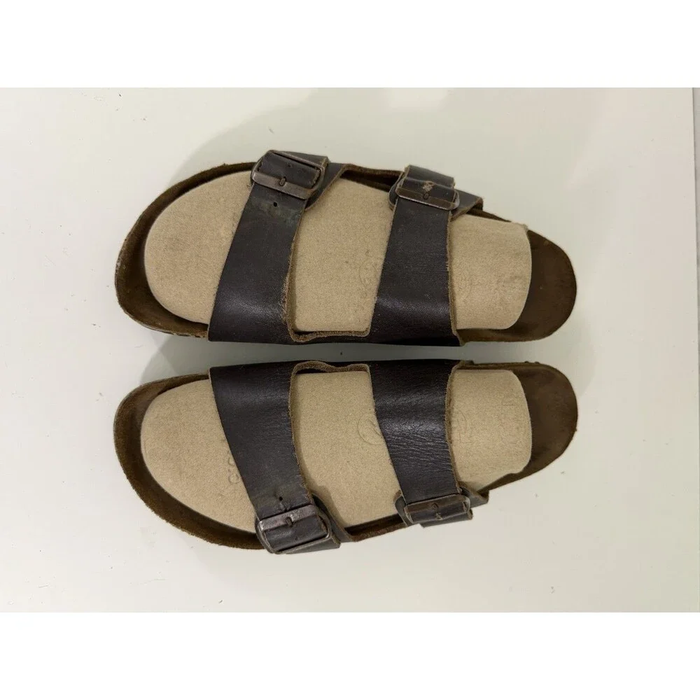Birkenstock Arizona Men EU 44 US 11-11.5 Brown Leather Sandals Slip On Comfort